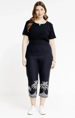 Toscane Boutique Pantalons|Pantacourt imprimé bas de jambe NOIR