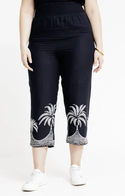 Toscane Boutique Pantalons|Pantacourt imprimé bas de jambe NOIR