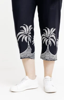 Toscane Boutique Pantalons|Pantacourt imprimé bas de jambe NOIR