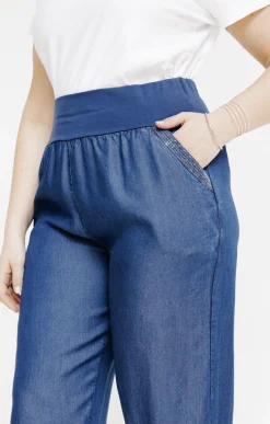 Toscane Boutique Pantalons|Pantacourt large détail poche BLEU
