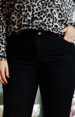 Toscane Boutique Pantalons|Pantalon 5 poches brillant NOIR