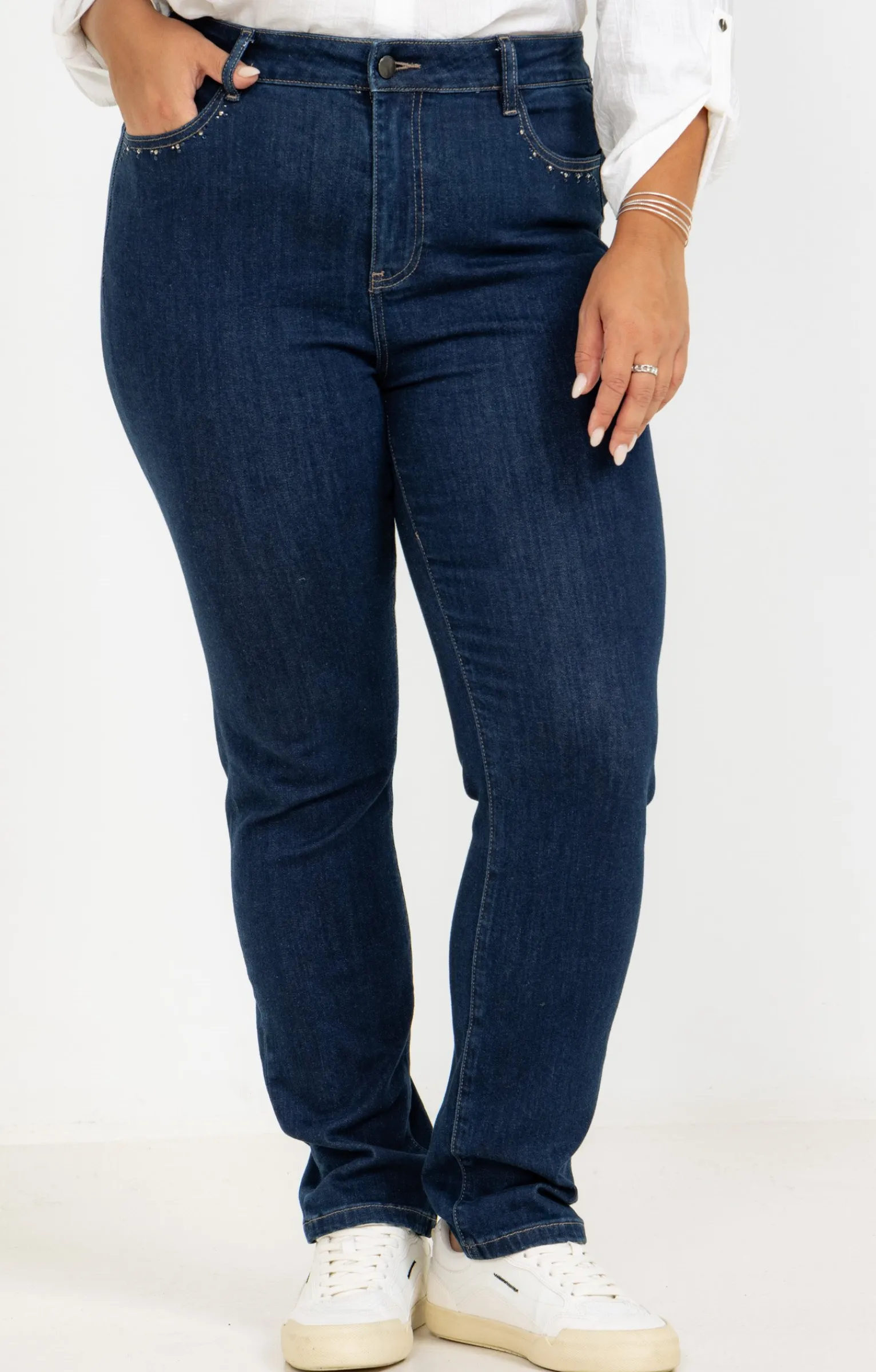 Toscane Boutique Pantalons|Pantalon 5 poches droit en denim BLEU