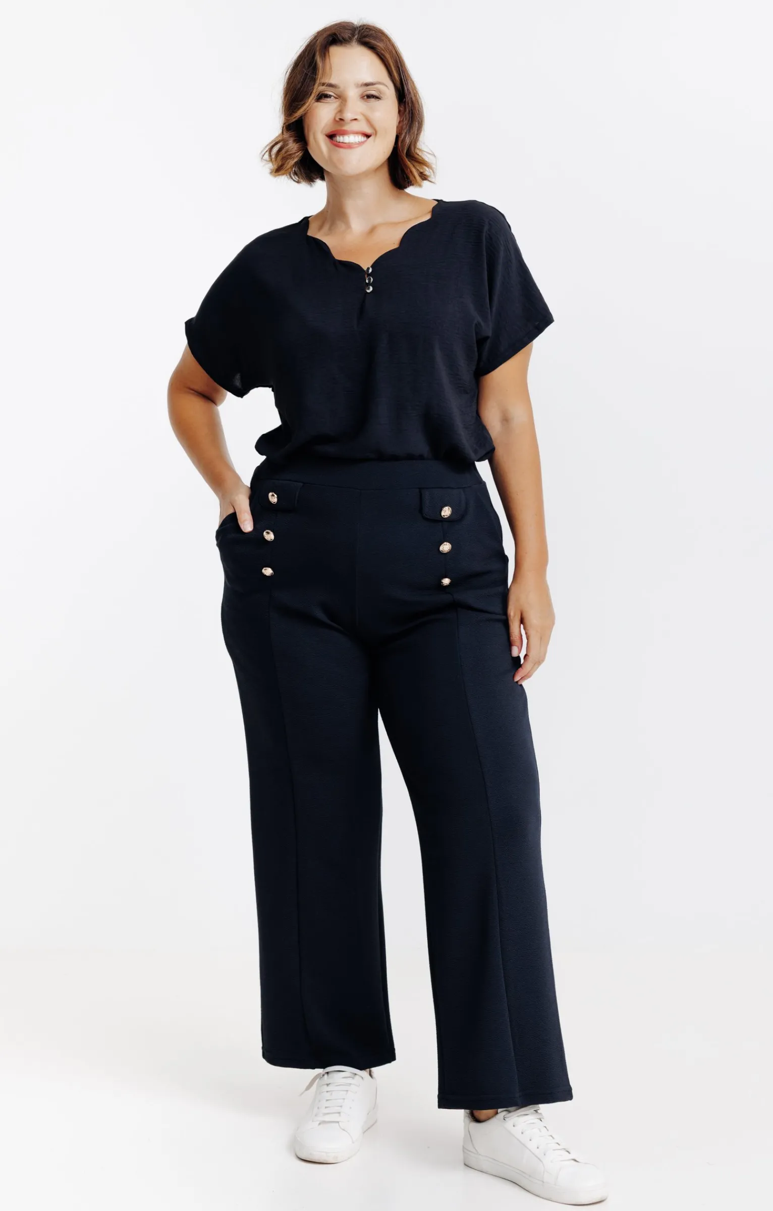 Toscane Boutique Pantalons|Pantalon chic à boutons NOIR