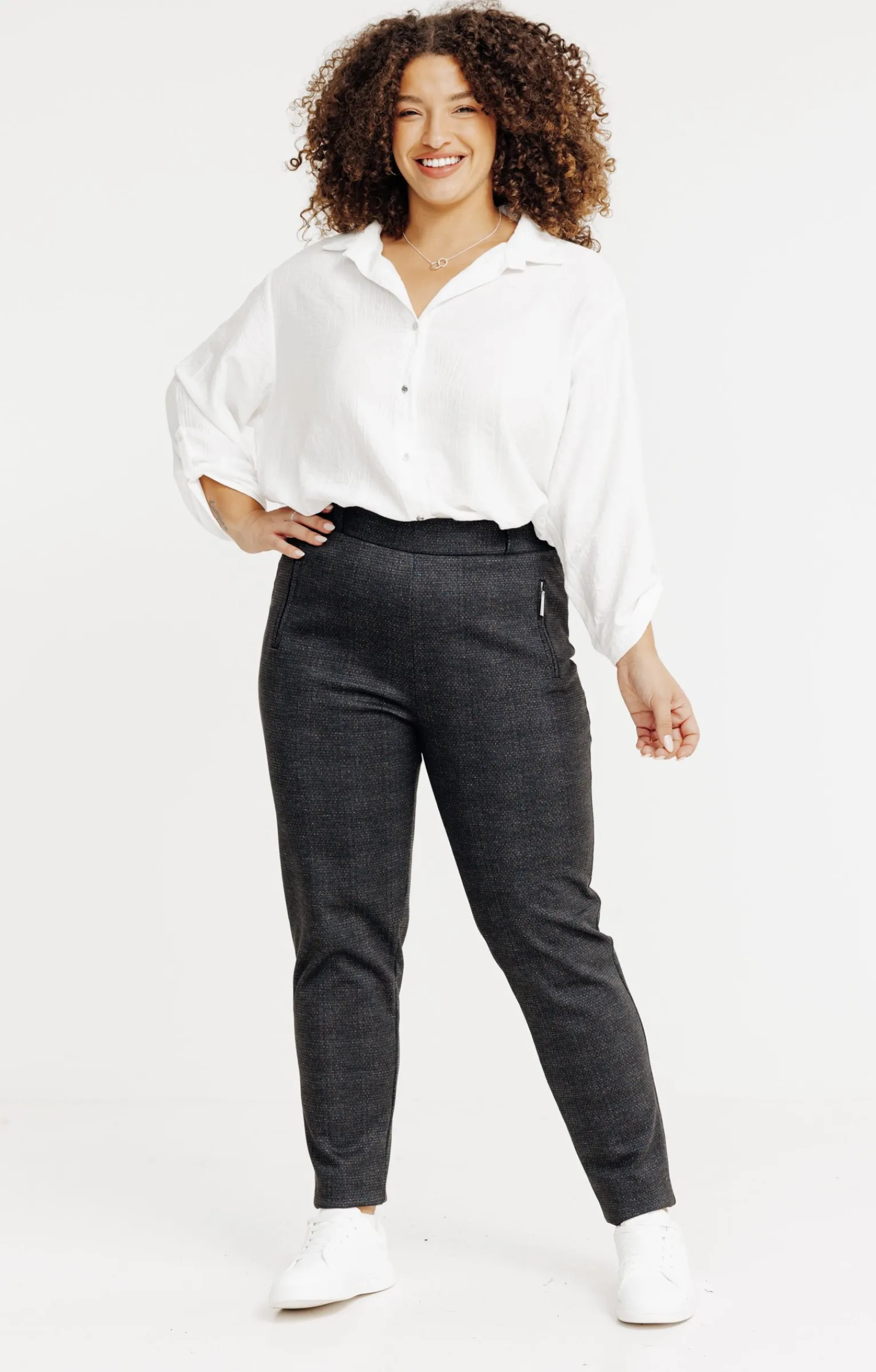 Toscane Boutique Pantalons|Pantalon de ville à carreaux NOIR