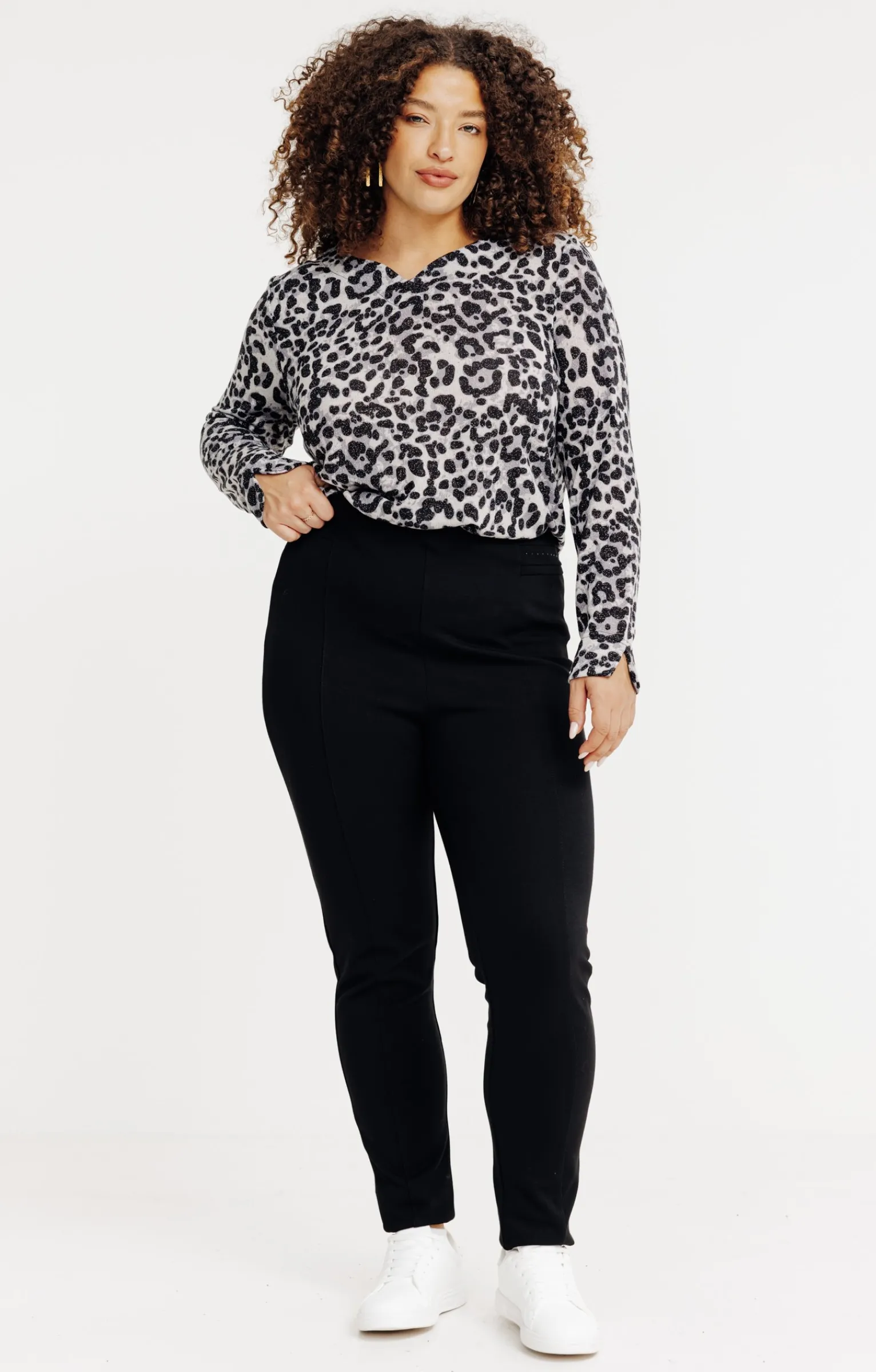 Toscane Boutique Pantalons|Pantalon de ville coupe droite en maille NOIR