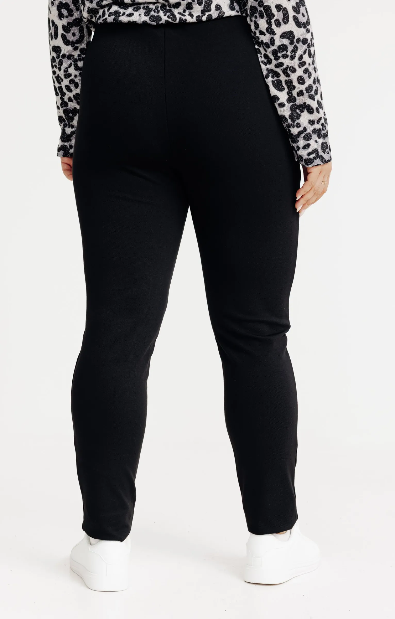Toscane Boutique Pantalons|Pantalon de ville coupe droite en maille NOIR