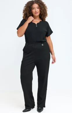Toscane Boutique Pantalons|Pantalon de ville détail ceinture NOIR
