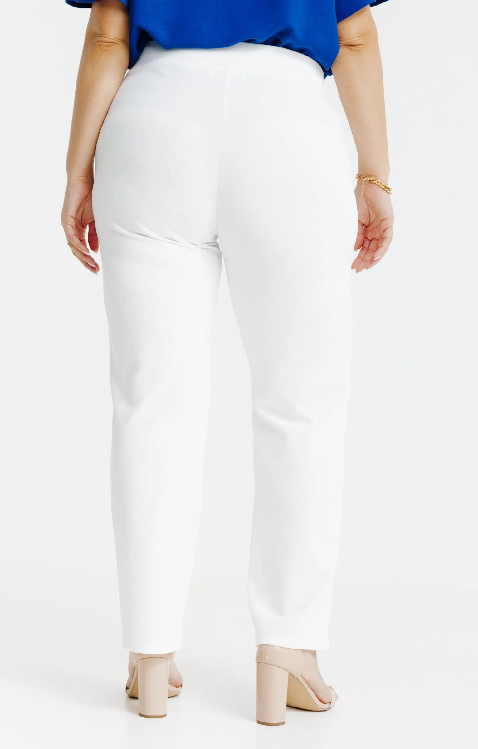 Toscane Boutique Pantalons|Pantalon droit ceinture avec boutons ECRU