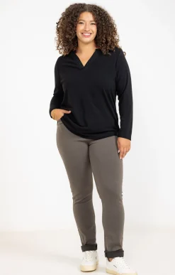 Toscane Boutique Pantalons|Pantalon droit effet satin KAKI