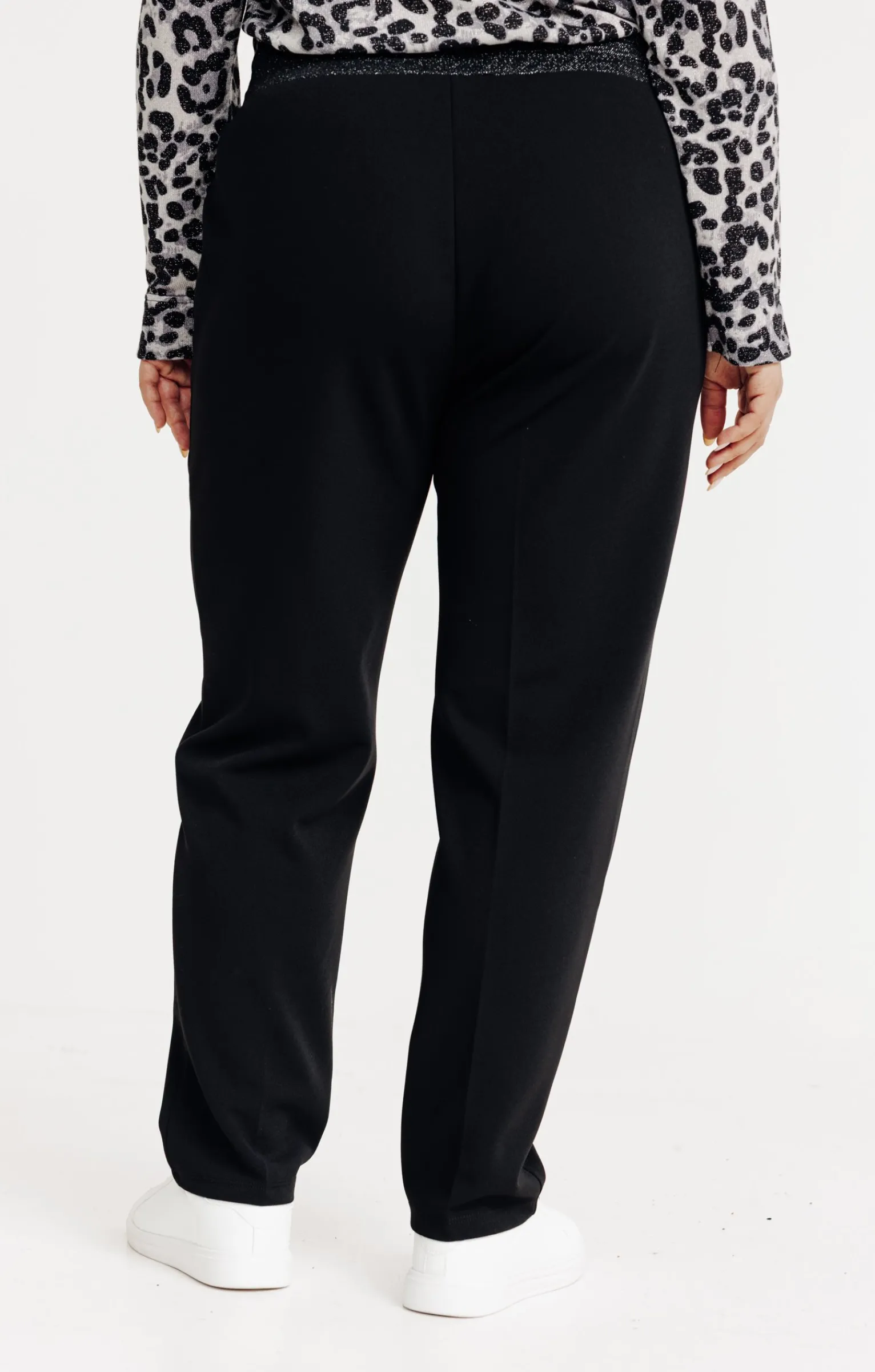 Toscane Boutique Pantalons|Pantalon droit forme jogging brillant NOIR