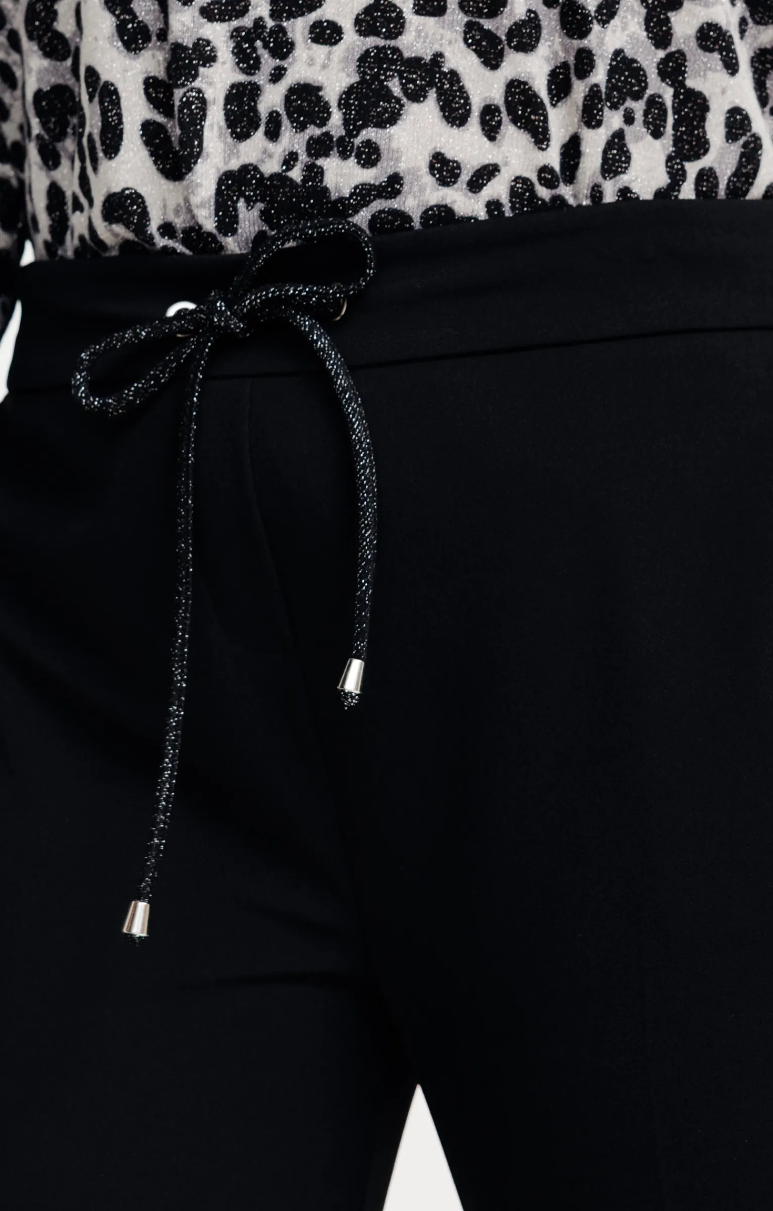 Toscane Boutique Pantalons|Pantalon droit forme jogging brillant NOIR