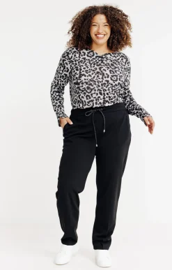 Toscane Boutique Pantalons|Pantalon droit forme jogging brillant NOIR