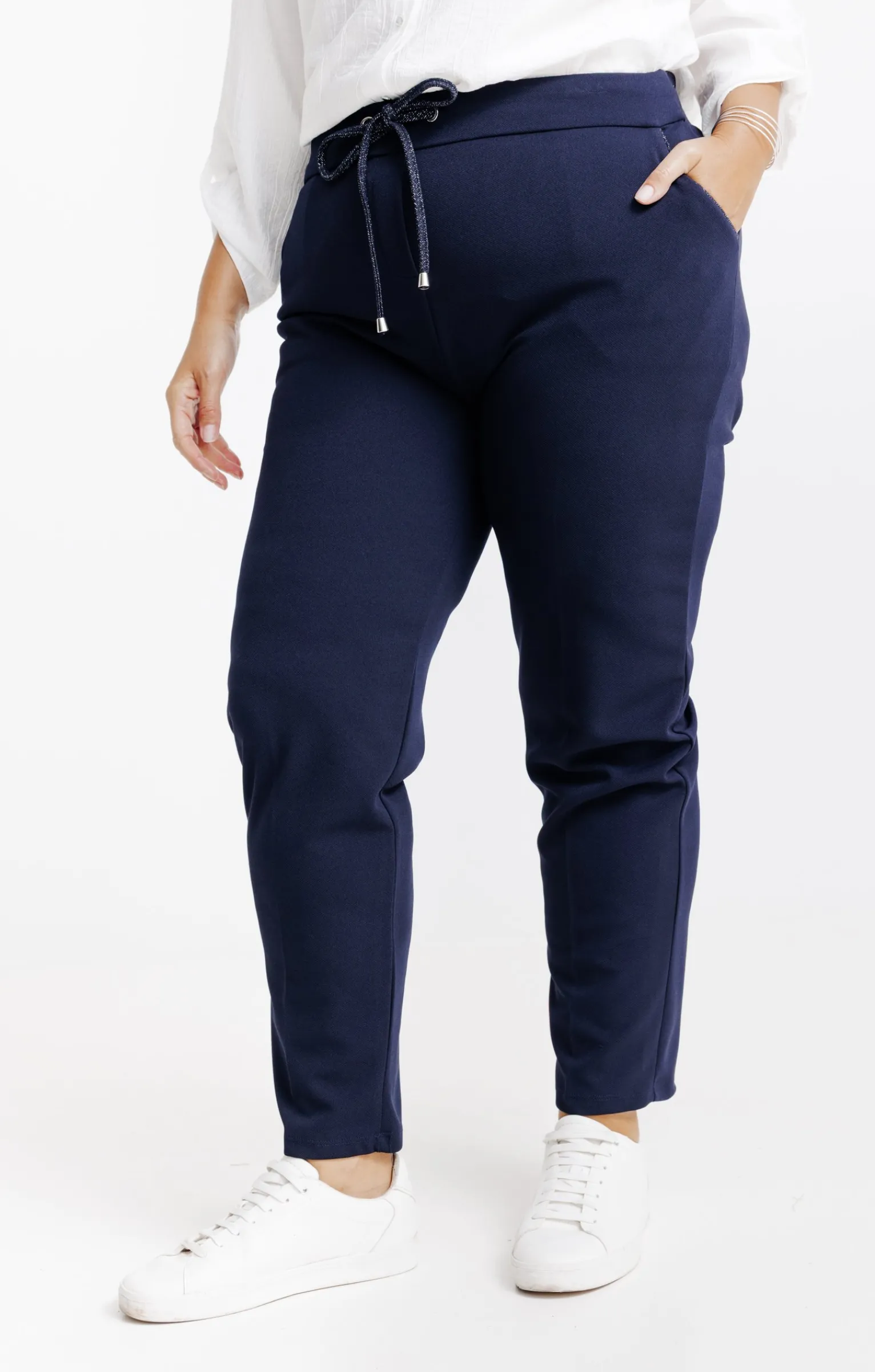 Toscane Boutique Pantalons|Pantalon droit forme jogging brillant MARINE