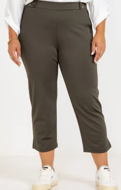 Toscane Boutique Pantalons|Pantalon droit maille épais KAKI