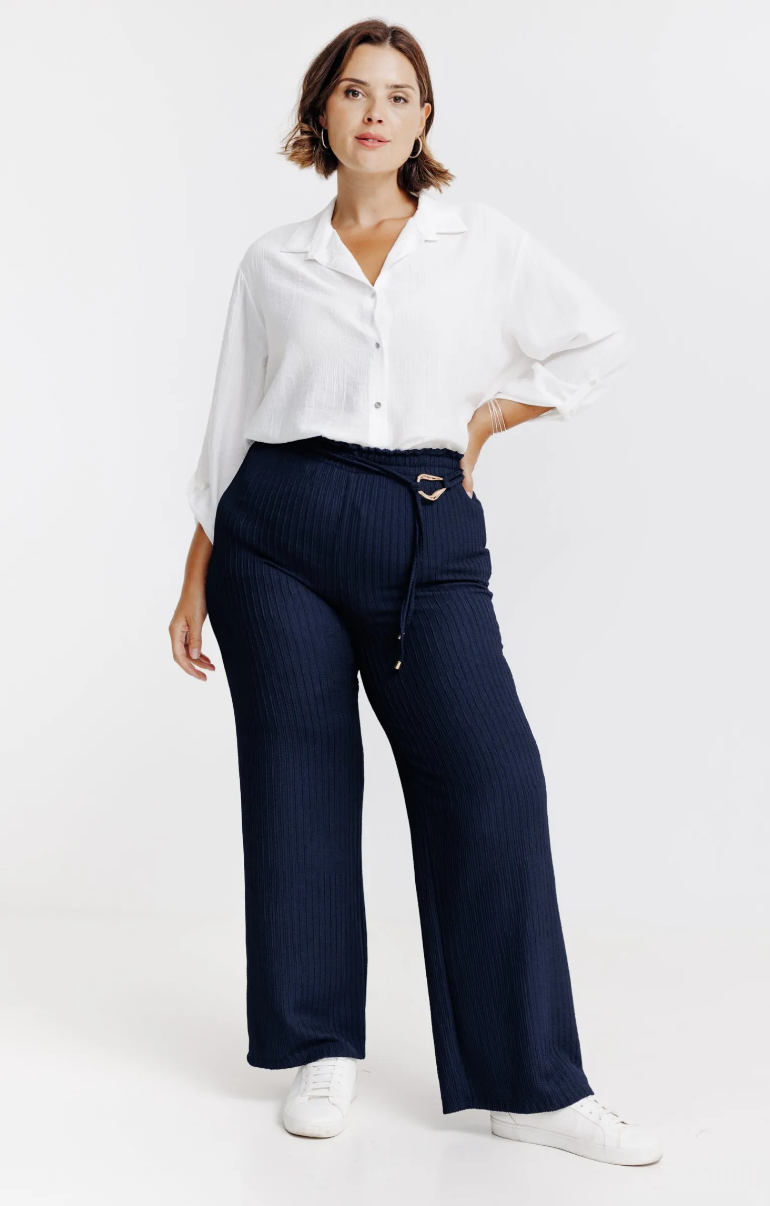 Toscane Boutique Pantalons|Pantalon fluide jolie ceinture MARINE