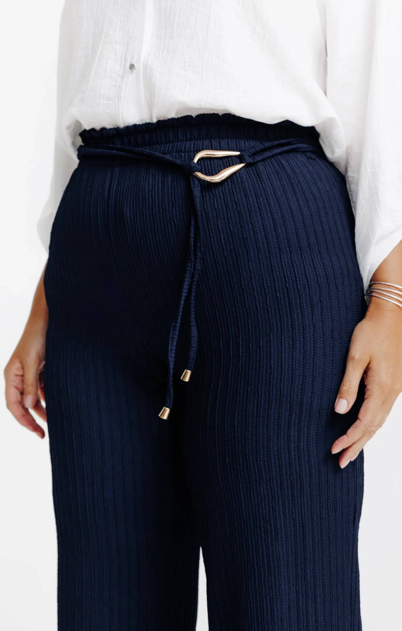 Toscane Boutique Pantalons|Pantalon fluide jolie ceinture MARINE