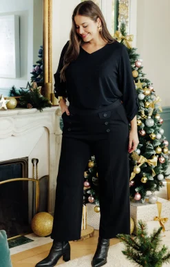 Toscane Boutique Pantalons|Pantalon fêtes large élégant NOIR