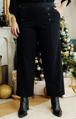 Toscane Boutique Pantalons|Pantalon fêtes large élégant NOIR