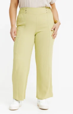 Toscane Boutique Pantalons|Pantalon large détail boutons coco SMOKE GREEN