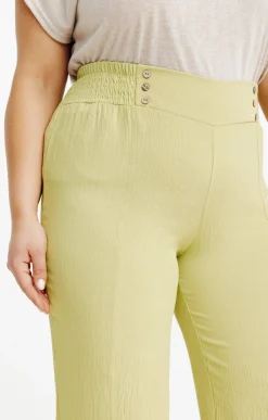 Toscane Boutique Pantalons|Pantalon large détail boutons coco SMOKE GREEN