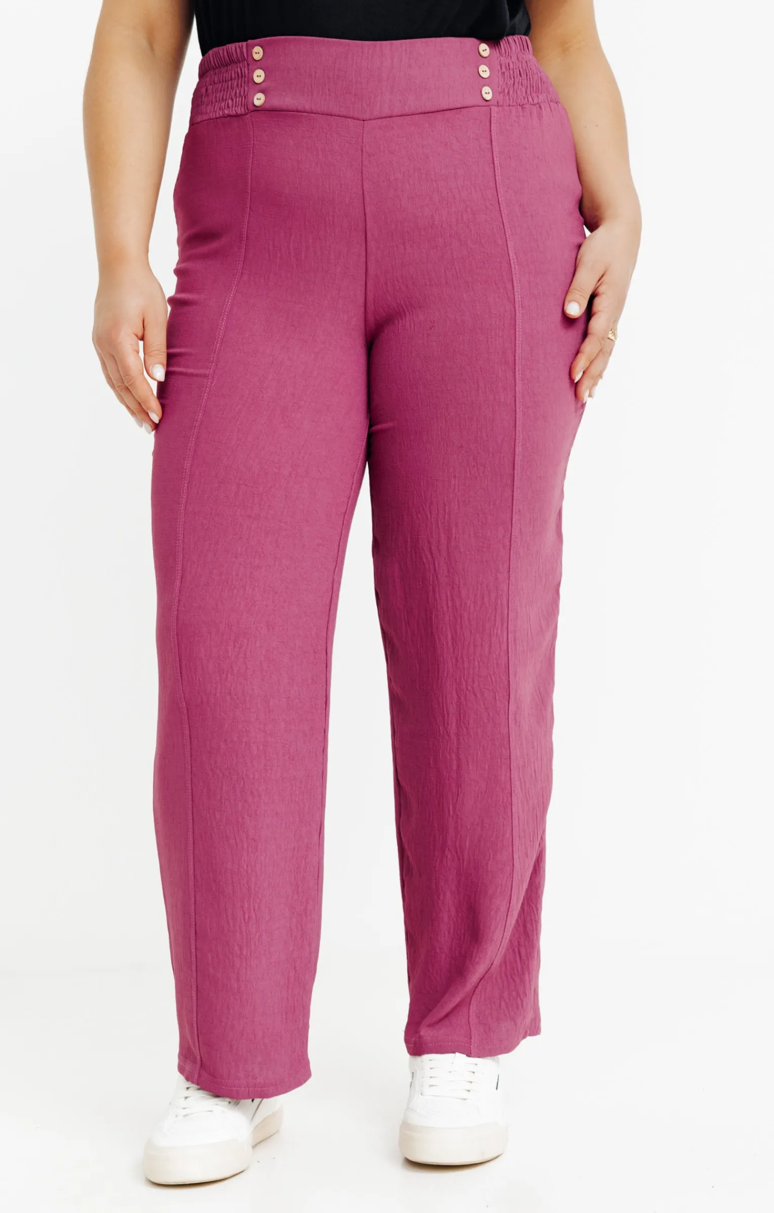 Toscane Boutique Pantalons|Pantalon large détail boutons coco VIOLINE