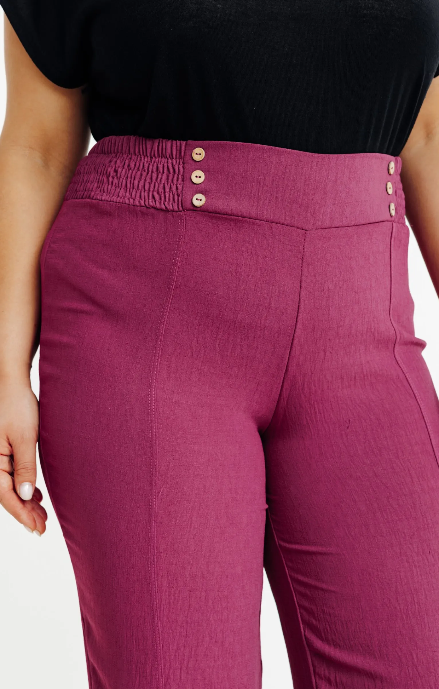 Toscane Boutique Pantalons|Pantalon large détail boutons coco VIOLINE