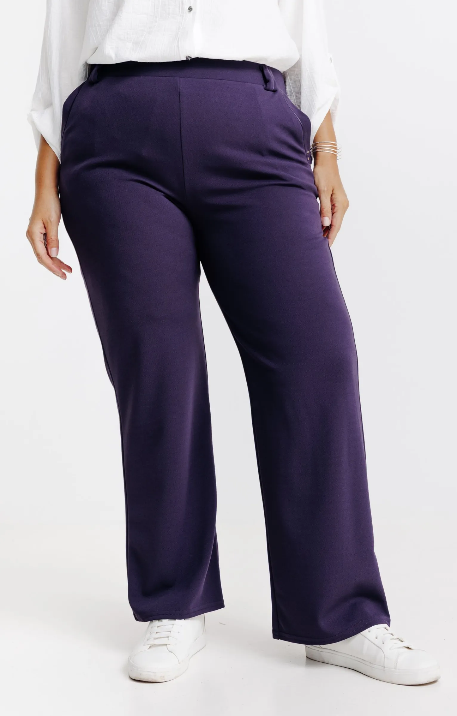 Toscane Boutique Pantalons|Pantalon large uni AUBERGINE