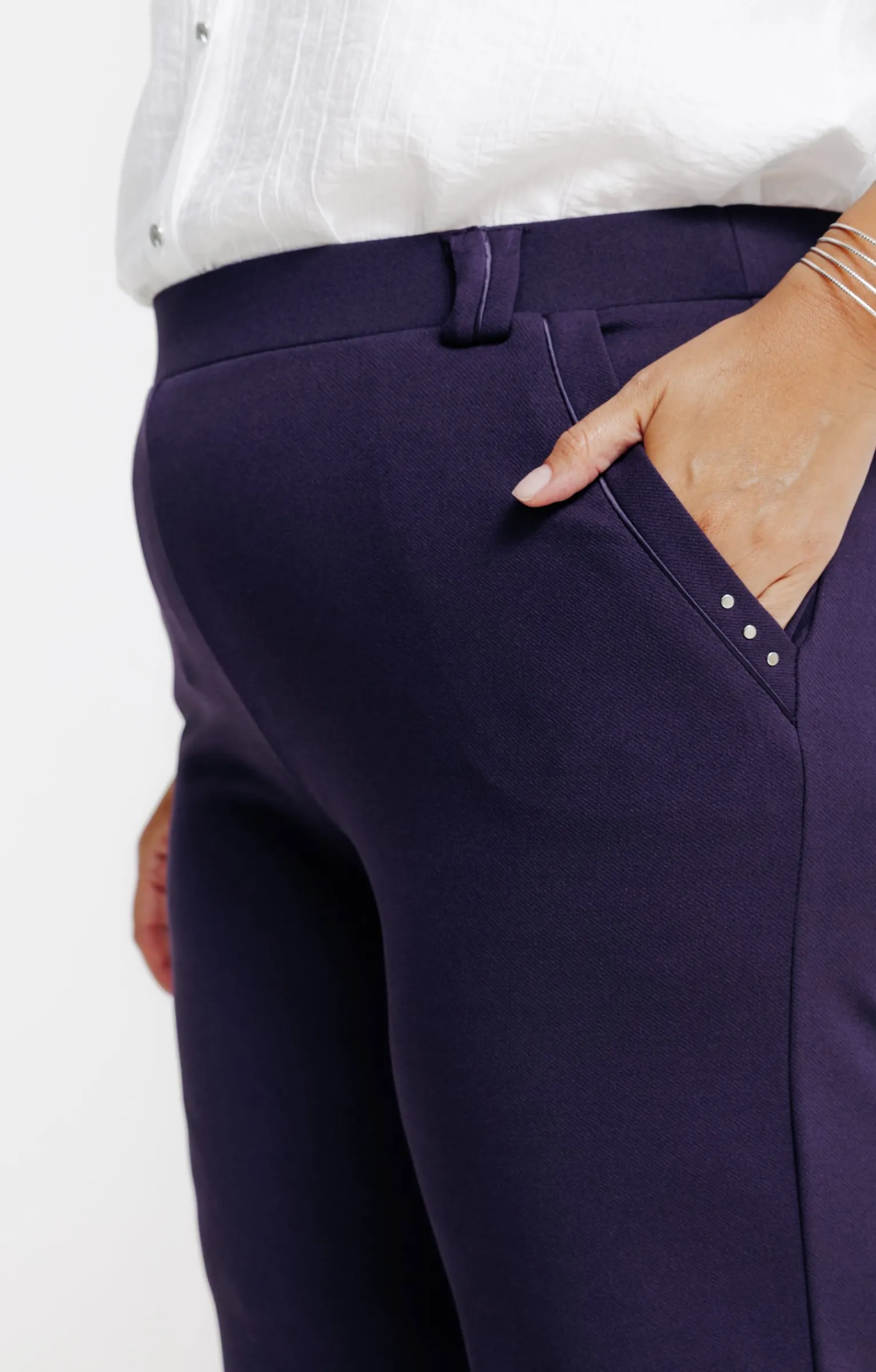 Toscane Boutique Pantalons|Pantalon large uni AUBERGINE