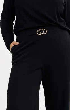 Toscane Boutique Pantalons|Pantalon large uni à boucle NOIR