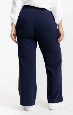 Toscane Boutique Pantalons|Pantalon large uni bouton ancre MARINE