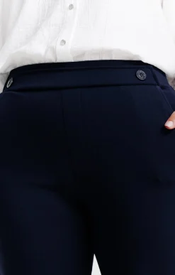 Toscane Boutique Pantalons|Pantalon large uni bouton ancre MARINE