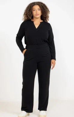 Toscane Boutique Pantalons|Pantalon large uni doux NOIR