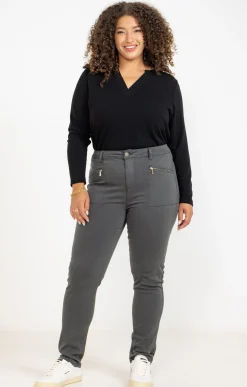 Toscane Boutique Pantalons|Pantalon style cargo SMOKE GREEN