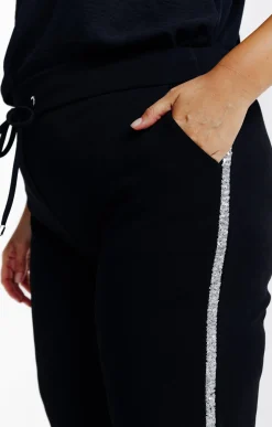 Toscane Boutique Pantalons|Pantalon style jogging bande paillette NOIR