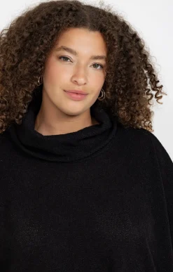 Toscane Boutique Pulls & Cardigans|Poncho à poches et boutons colorés NOIR