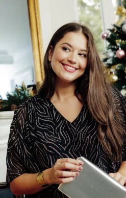 Toscane Boutique Tee-shirts|PONCHO imprimé paillettes, encolure V CUIVRE