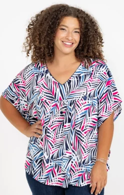 Toscane Boutique Tee-shirts|Ponchon encolure V avec collier MARINE