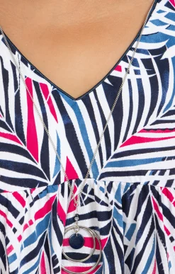 Toscane Boutique Tee-shirts|Ponchon encolure V avec collier MARINE