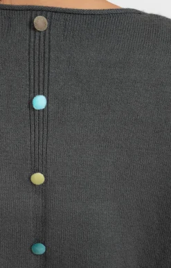 Toscane Boutique Pulls & Cardigans|Pull avec boutons au dos SMOKE GREEN