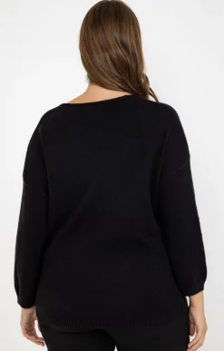 Toscane Boutique Pulls & Cardigans|Pull avec fleurs NOIR