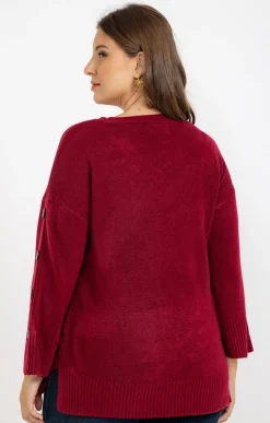Toscane Boutique Pulls & Cardigans|Pull col V TOMATE