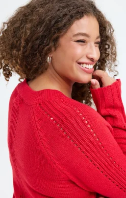 Toscane Boutique Pulls & Cardigans|Pull col V avec poches ROUGE