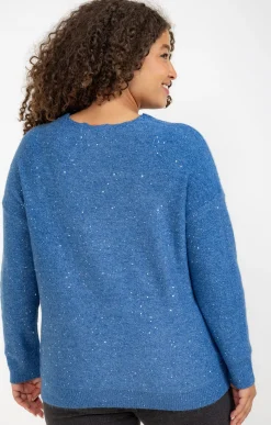 Toscane Boutique Pulls & Cardigans|Pull col V avec strass PETROLE