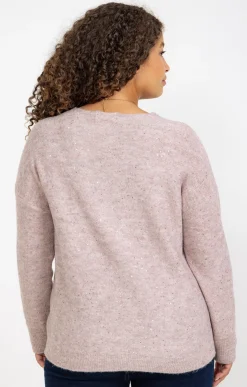 Toscane Boutique Pulls & Cardigans|Pull col V avec strass ROSE POUDRE