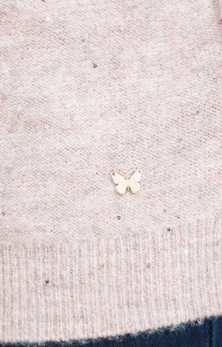 Toscane Boutique Pulls & Cardigans|Pull col V avec strass ROSE POUDRE