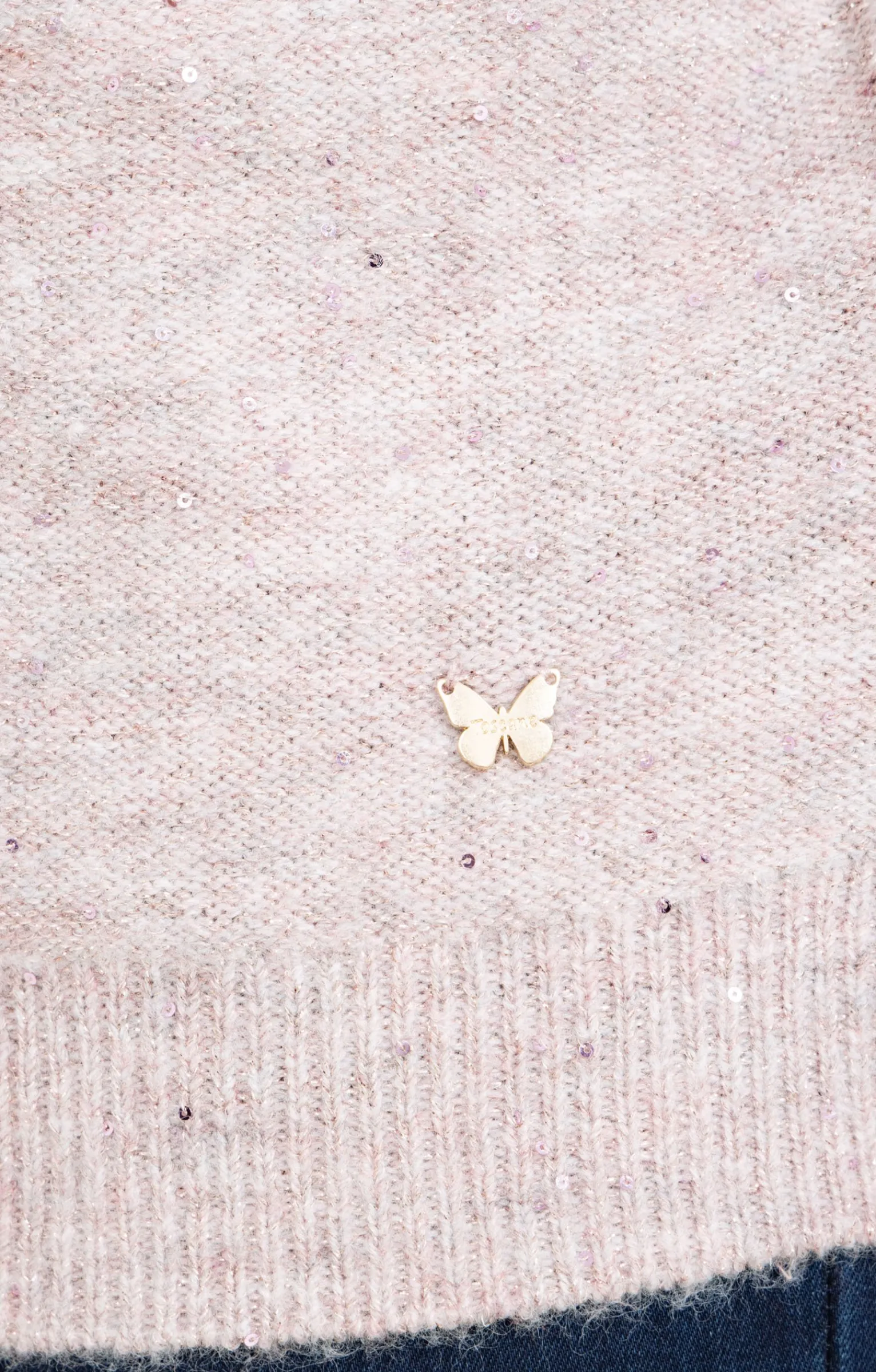 Toscane Boutique Pulls & Cardigans|Pull col V avec strass ROSE POUDRE