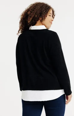 Toscane Boutique Pulls & Cardigans|Pull 2-en-1 avec collier NOIR