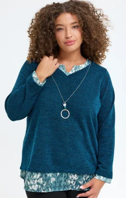 Toscane Boutique Pulls & Cardigans|Pull 2-en-1 avec collier VERT CONIFERE