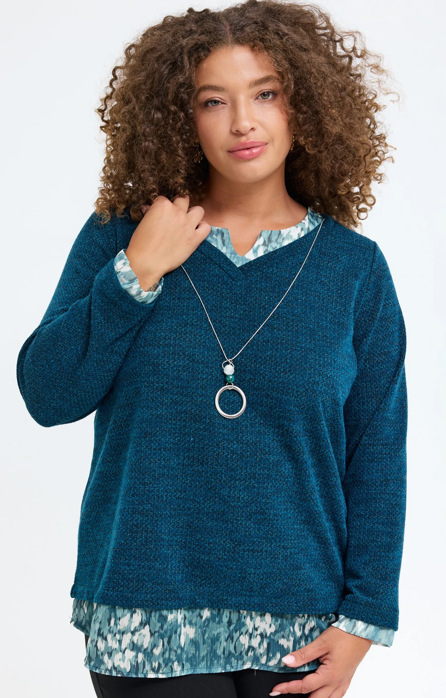 Toscane Boutique Pulls & Cardigans|Pull 2-en-1 avec collier VERT CONIFERE