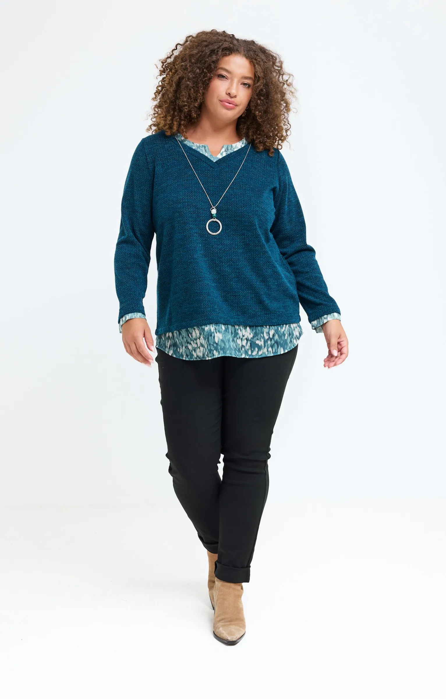 Toscane Boutique Pulls & Cardigans|Pull 2-en-1 avec collier VERT CONIFERE